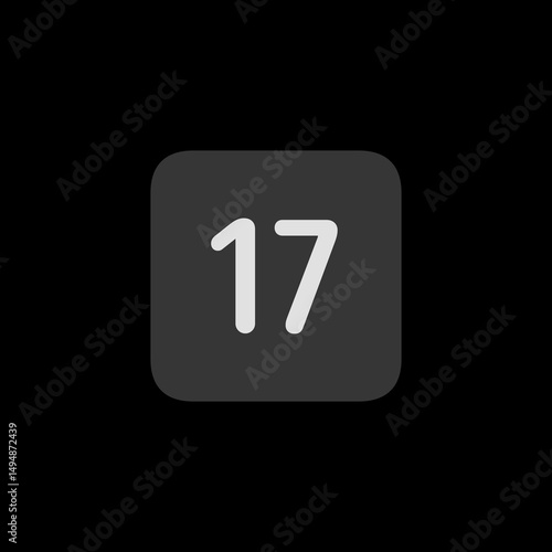 Number 17 Filled Square Icon