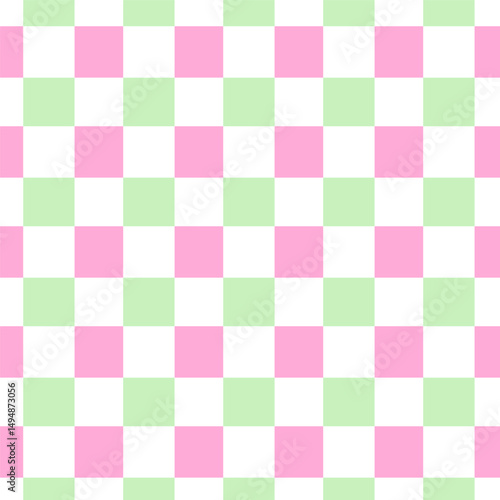 Seamless checkered pattern with alternating pink and light green squares.