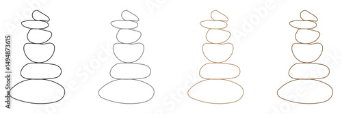 Balanced Zen stone logo template Vector Zen yoga stones stack or spa pebbles black and white graphic line illustration. EPS 10 . 