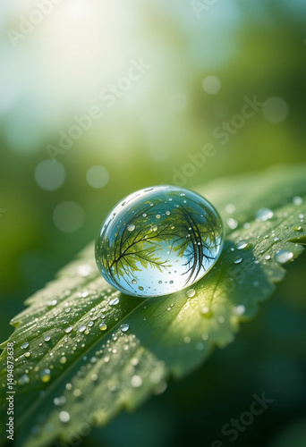 Wallpaper Mural Large drop water reflects environment nature spring photography raindrops on plant leaf background image  Torontodigital.ca