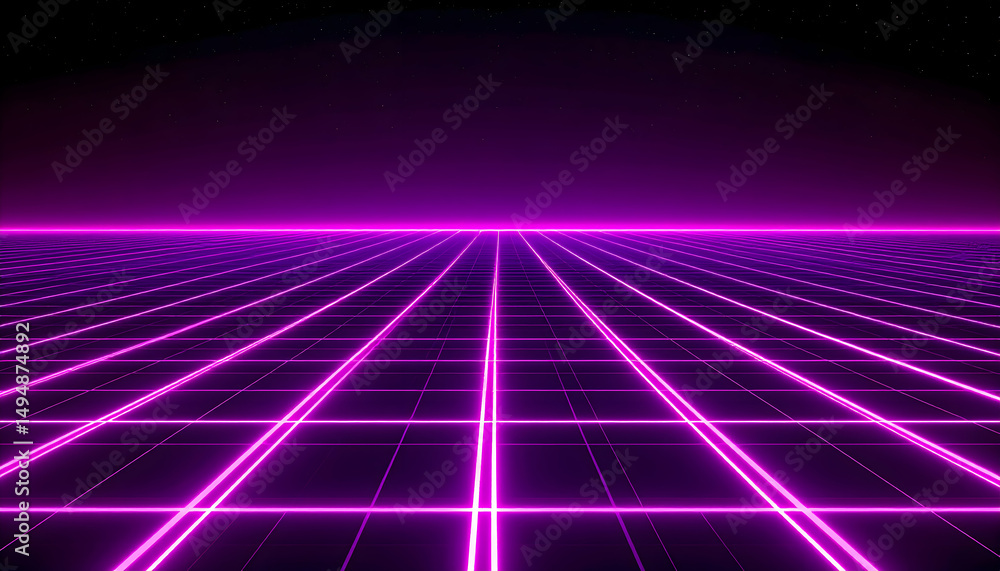 Abstract Purple Neon Grid Landscape Abstract Purple Neon Grid Landscape