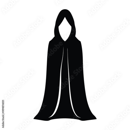 Silhouette of a hooded cloak, symbolizing mystery, magic or anonymity