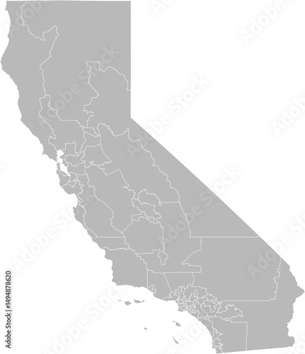 California congressional districts vector map (Web Mercator projection, PPT-compatible & fully editable)