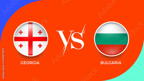  Georgia vs Bulgaria flag in circle for UEFA PRELIMINARY and sports banner. vector illustrator