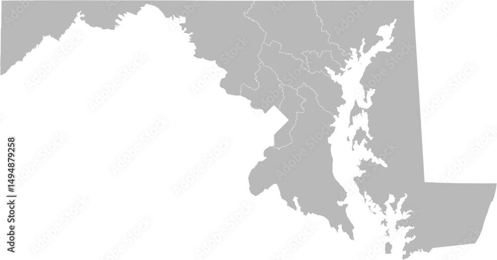 Fototapeta premium Maryland congressional districts vector map (Web Mercator projection, PPT-compatible & fully editable)