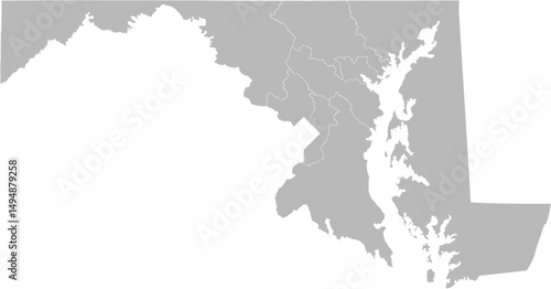 Maryland congressional districts vector map (Web Mercator projection, PPT-compatible & fully editable)