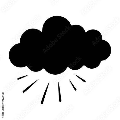 Simple graphic icon depicting a dark rain cloud with rain falling