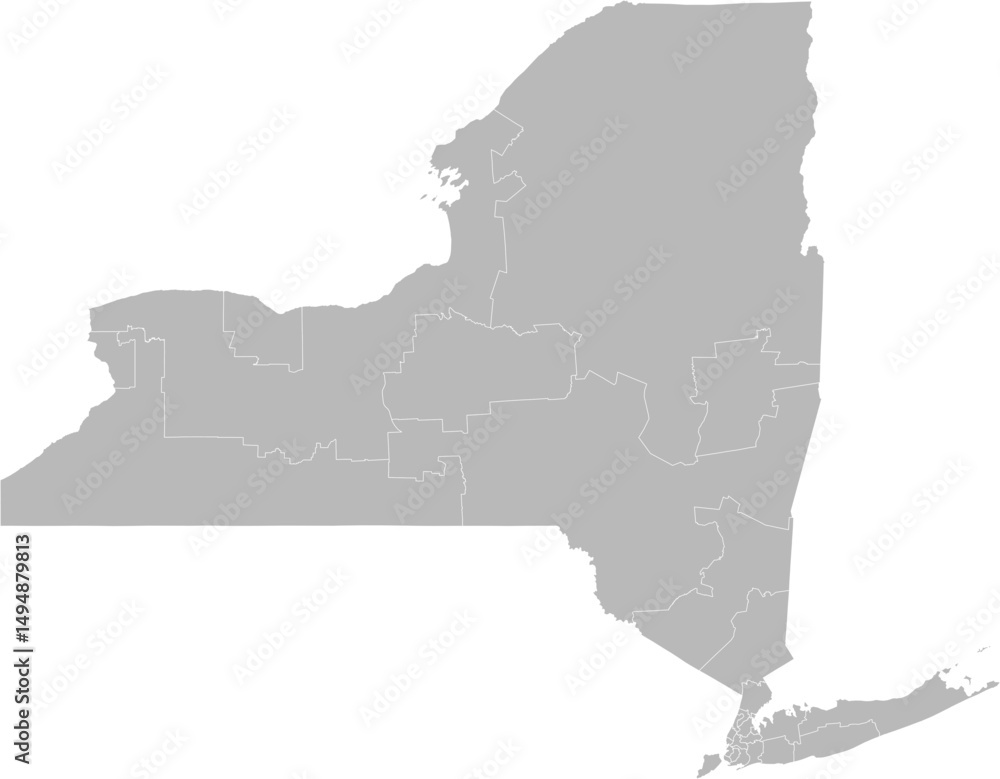 Fototapeta premium New York congressional districts vector map (Web Mercator projection, PPT-compatible & fully editable)