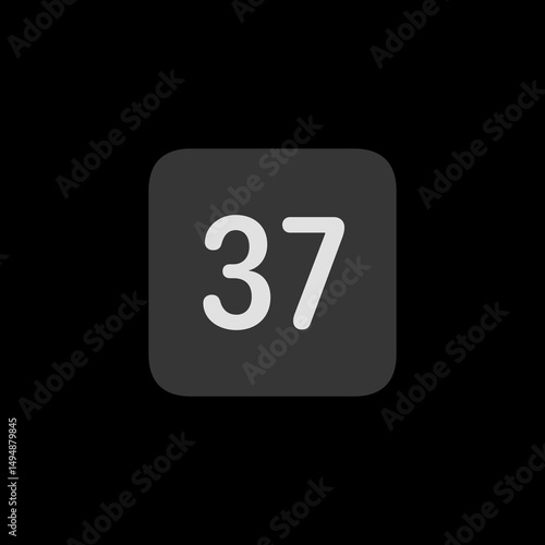 Number 37 Filled Square Icon