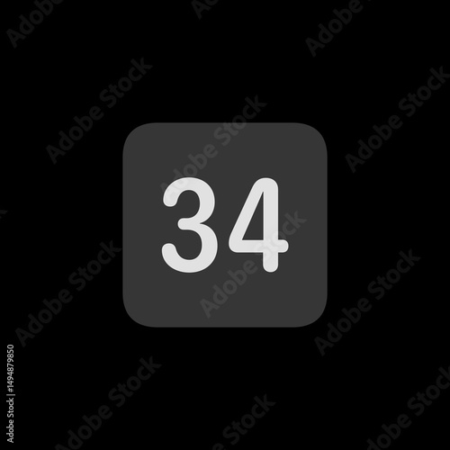 Number 34 Filled Square Icon