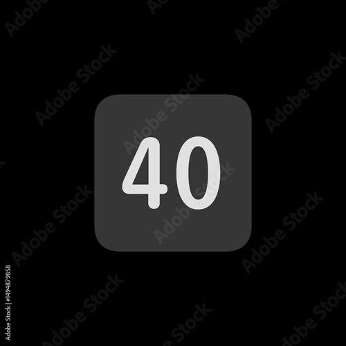 Number 40 Filled Square Icon