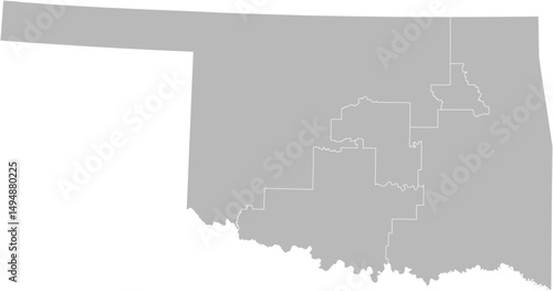 Oklahoma congressional districts vector map (Albers equal area conic projection, PPT-compatible & fully editable)
