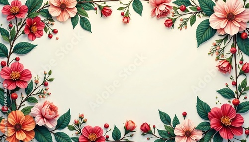 Intricate floral design with leaves and blossoms creates a continuous, ornate background , petals, fabric, pink