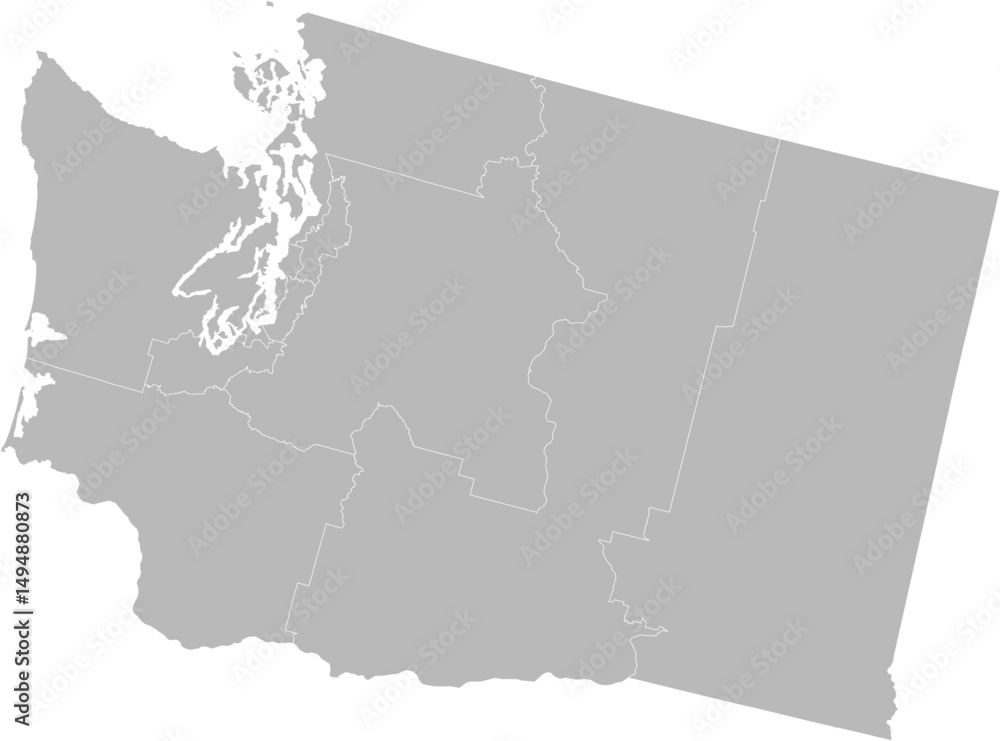 Obraz premium Washington congressional districts vector map (Albers equal area conic projection, PPT-compatible & fully editable)