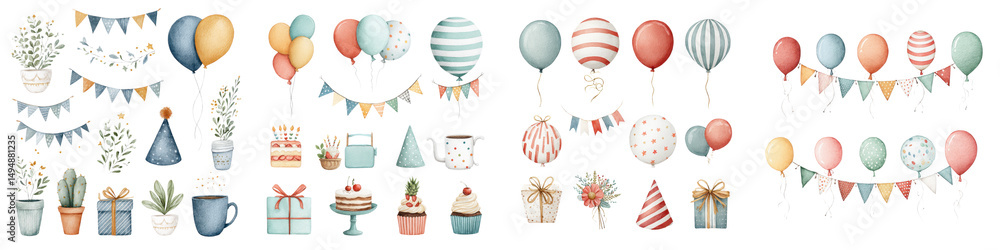 Obraz premium Colorful birthday party elements