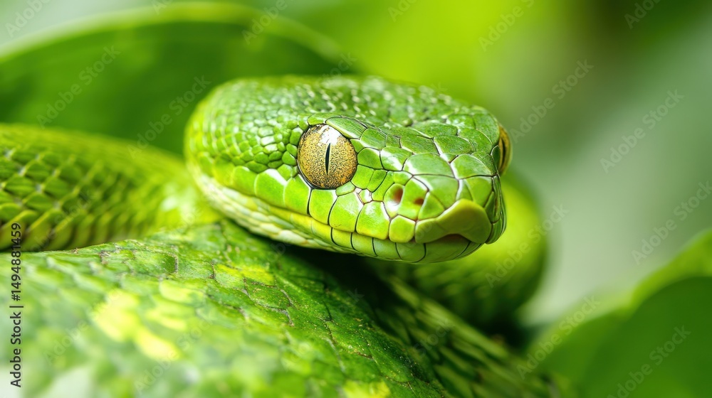 A Close Up Image Of A Green Snake In Nature A Close Up Image Of A Green Snake In Nature
