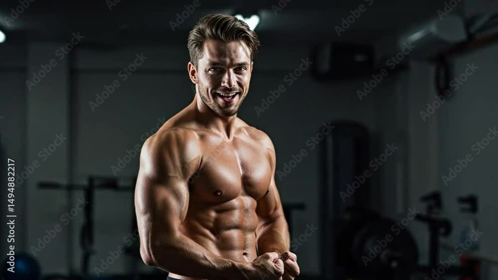 Fitness or bodybuilder male model posing flexing and muscle portrait in studio health for fitness goal Fitness or bodybuilder male model posing flexing and muscle portrait in studio health for fitness goal