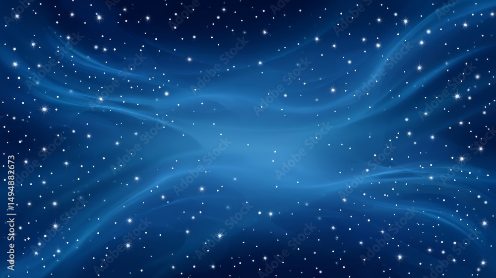 Fototapeta premium Dreamy Starlit Background With Sparkling Stars And Swirling Blue Hues