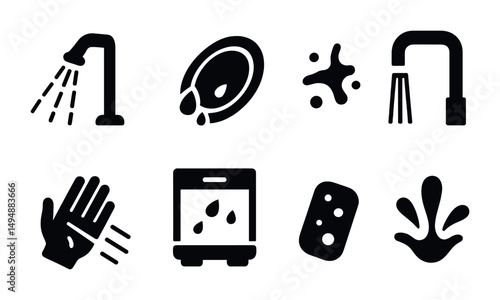 Personal hygiene solid icons set – clean, wash, sanitation symbols