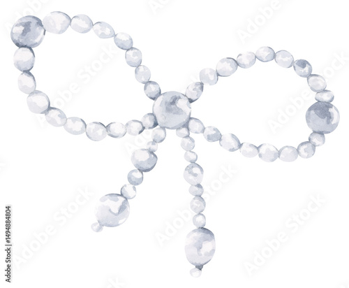Coquette Pearl Bow Watercolor Illustration