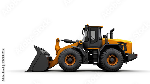 A magnificent yellow bulldozer in action at a bustling construction site. The powerful machine dominates the scene with its robust design and meticulously engineered components.
