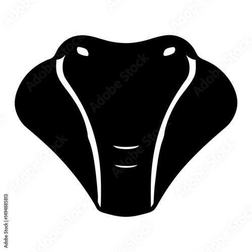 Minimalist Illustration of a Cobra Head with Hood Deployed in Black Silhouette