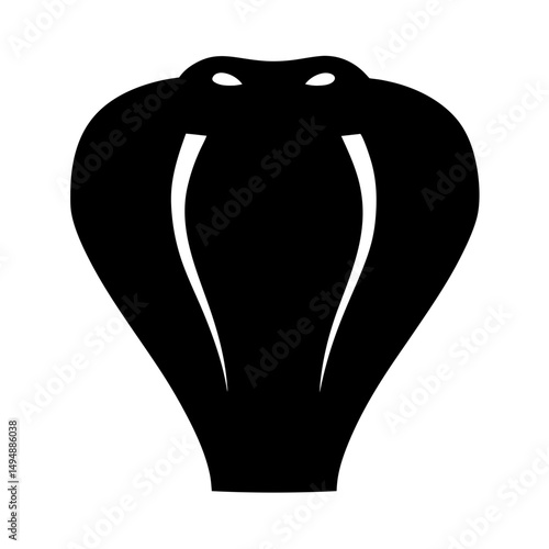 Black cobra snake head with hood silhouette on white background design