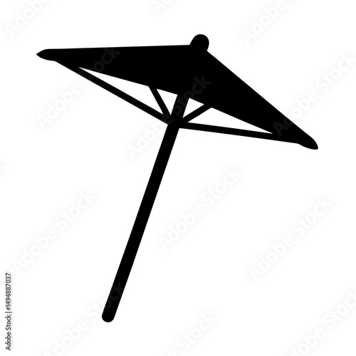 Simple black and white illustration of a classic cocktail umbrella decoration