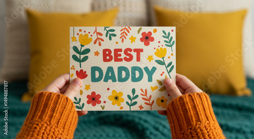 A close-up photograph of a person's hands holding a colorful 