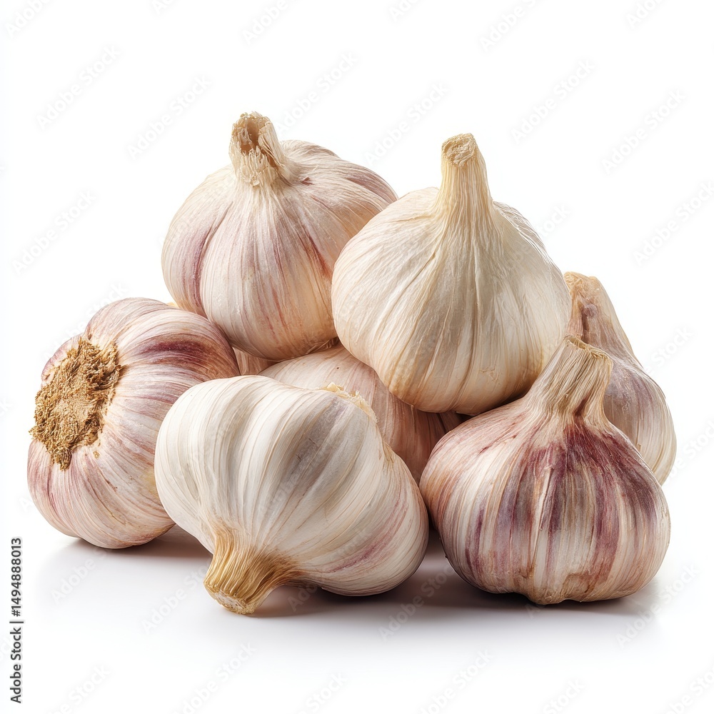 Obraz premium Fresh Garlic Bulbs Isolated on White Background