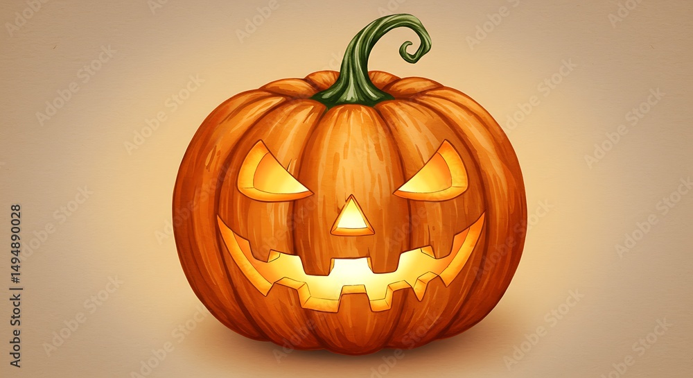 Illuminated carved pumpkin halloween design Illuminated carved pumpkin halloween design