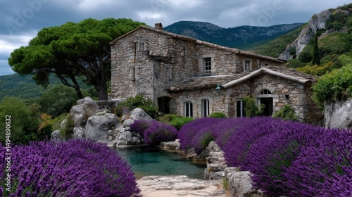 Wallpaper Mural Lavender field with rustic farmhouse Torontodigital.ca