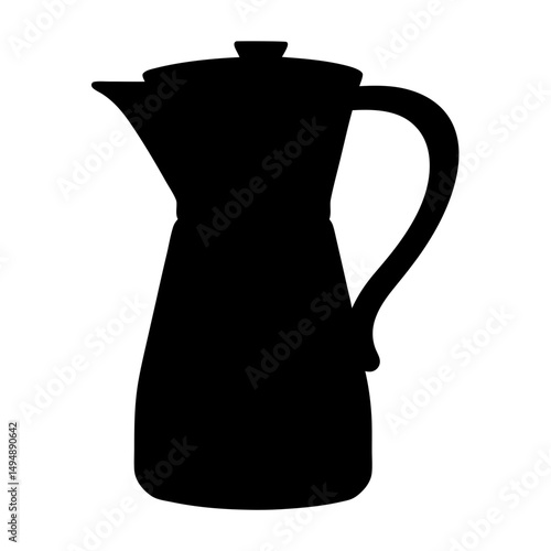 Silhouette of a classic Italian moka pot perfect for brewing coffee