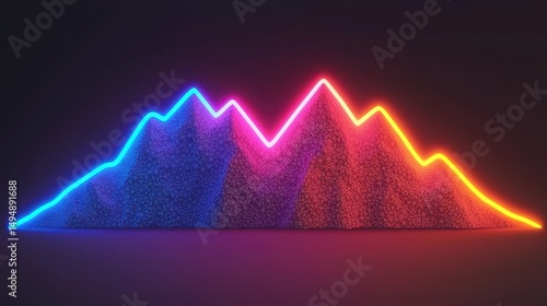 Colorful Neon Waveform Design with Textured Mountain Peaks