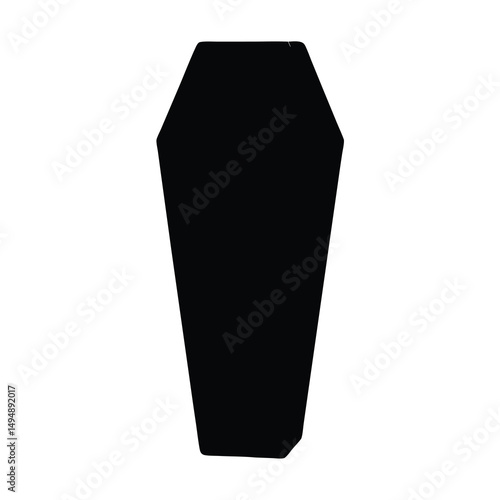 Silhouette of a coffin on a white background depicting death and mourning