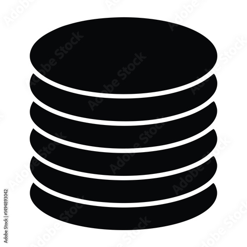 Database storage icon representation of stacked data volumes and information organization