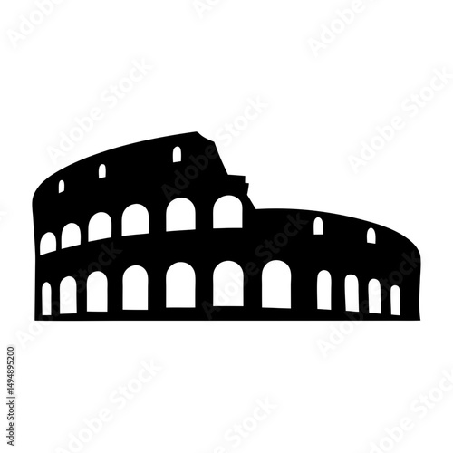 Silhouette of the Colosseum, an ancient amphitheater in Rome, simple black shape