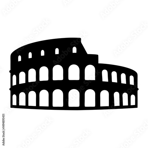A Silhouette of the Colosseum of Rome, a Very Famous Landmark