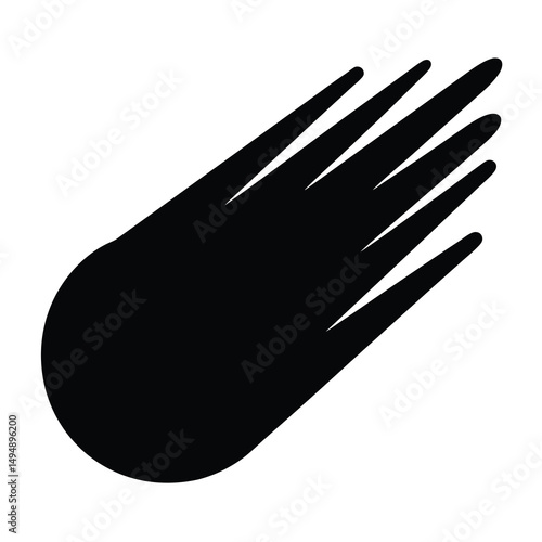 Stylized vector image of a comet with an orbital trail, simple design