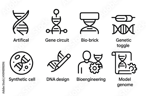 Bioengineering concepts and dna design icons for scientific projects