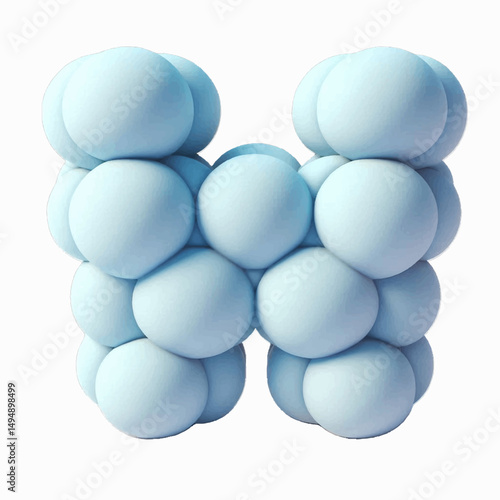 Puffy Alphabet Design – EPS 3D Puffy Bubble Letter W in Soft Pastel Inflated Style