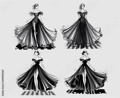 Fashion woman model sketch design