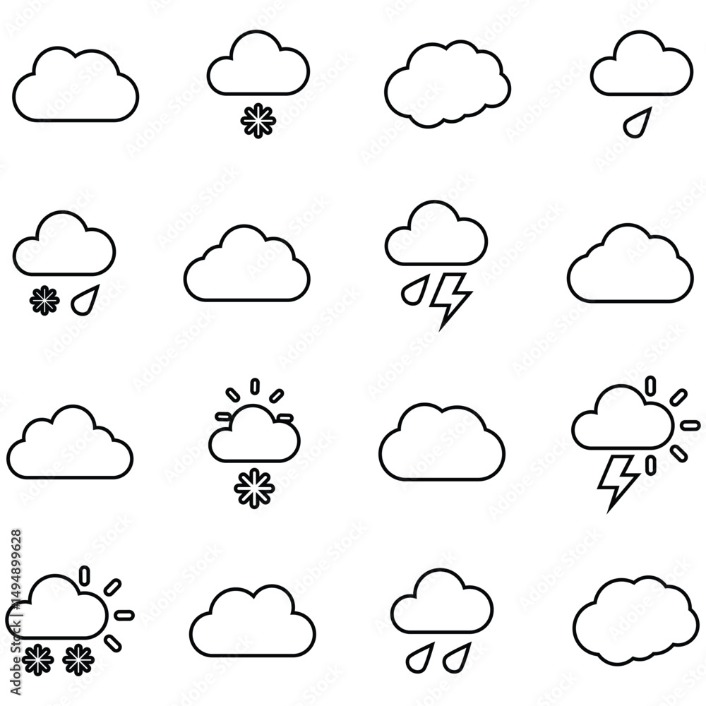 clouds icons shape , design and style in different forms clouds icons shape , design and style in different forms