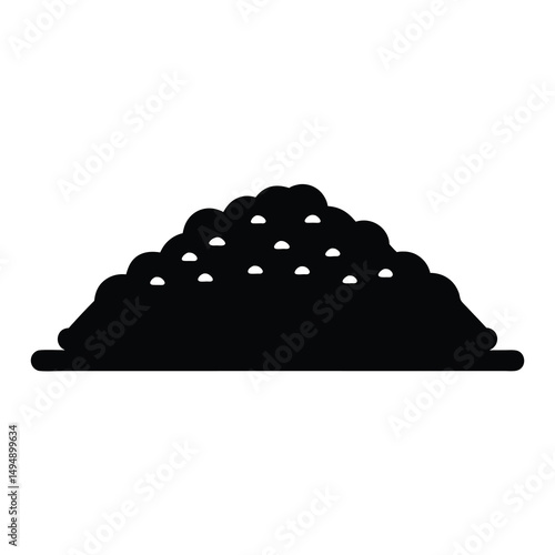 Isolated black silhouette of a pile of something with scattered white parts