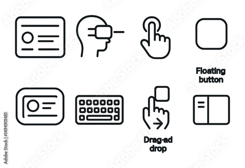 User interface line icons set – outline, ui, ux symbols for design and interaction