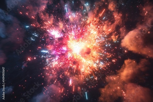 Wallpaper Mural Cosmic explosion showcasing vibrant colors and swirling particles in deep space Torontodigital.ca