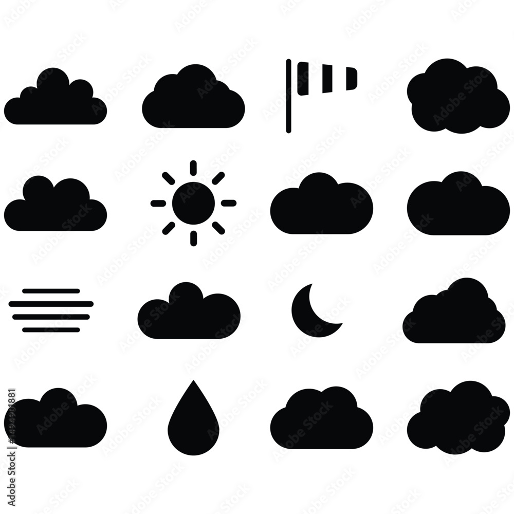 clouds icons shape , design and style in different forms clouds icons shape , design and style in different forms