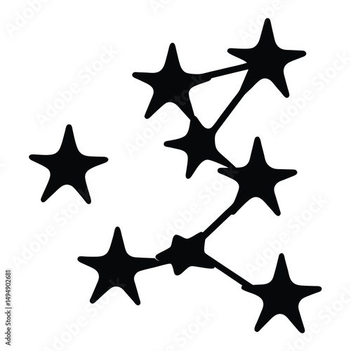 Connected stars in a constellation on a white background of space
