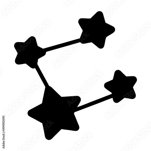 A minimalist illustration of a constellation featuring three stars connected by lines