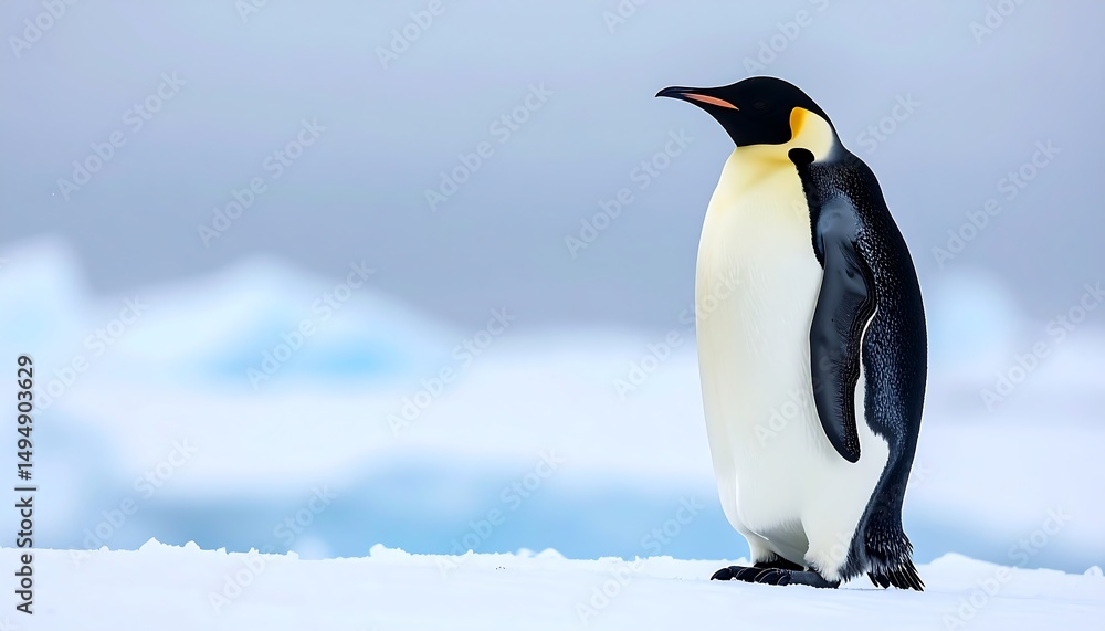 Fototapeta premium Majestic Emperor Penguin in Antarcticas Ice. (2)
